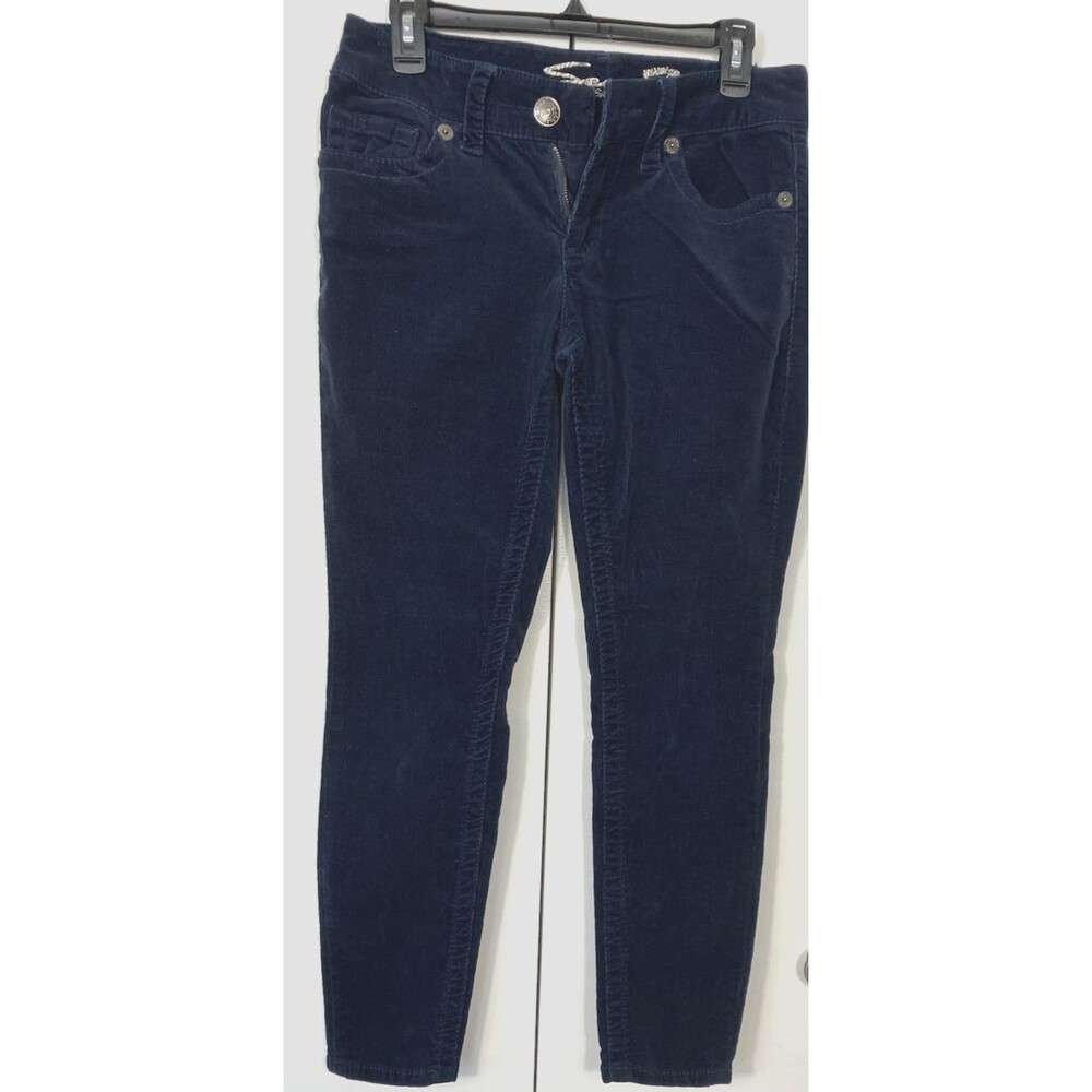 Seven7  Women's Mid Rise Corduroy Skinny Pants sz 6 Blue Stretchy